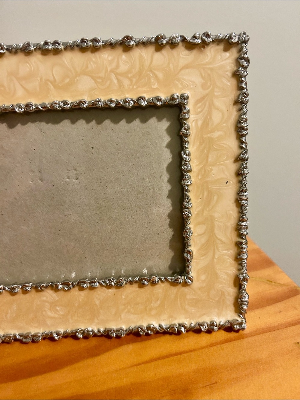 Picture Frame with Ornate Detailed Edging Trim and Soft Yellow enamel swirl - Picture 2 of 3